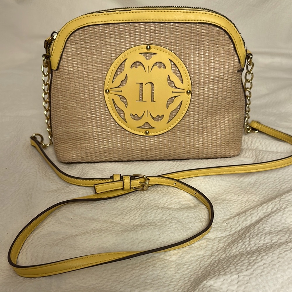 Nanette Lepore Thea Straw Crossbody Bag Natural beige/yellow